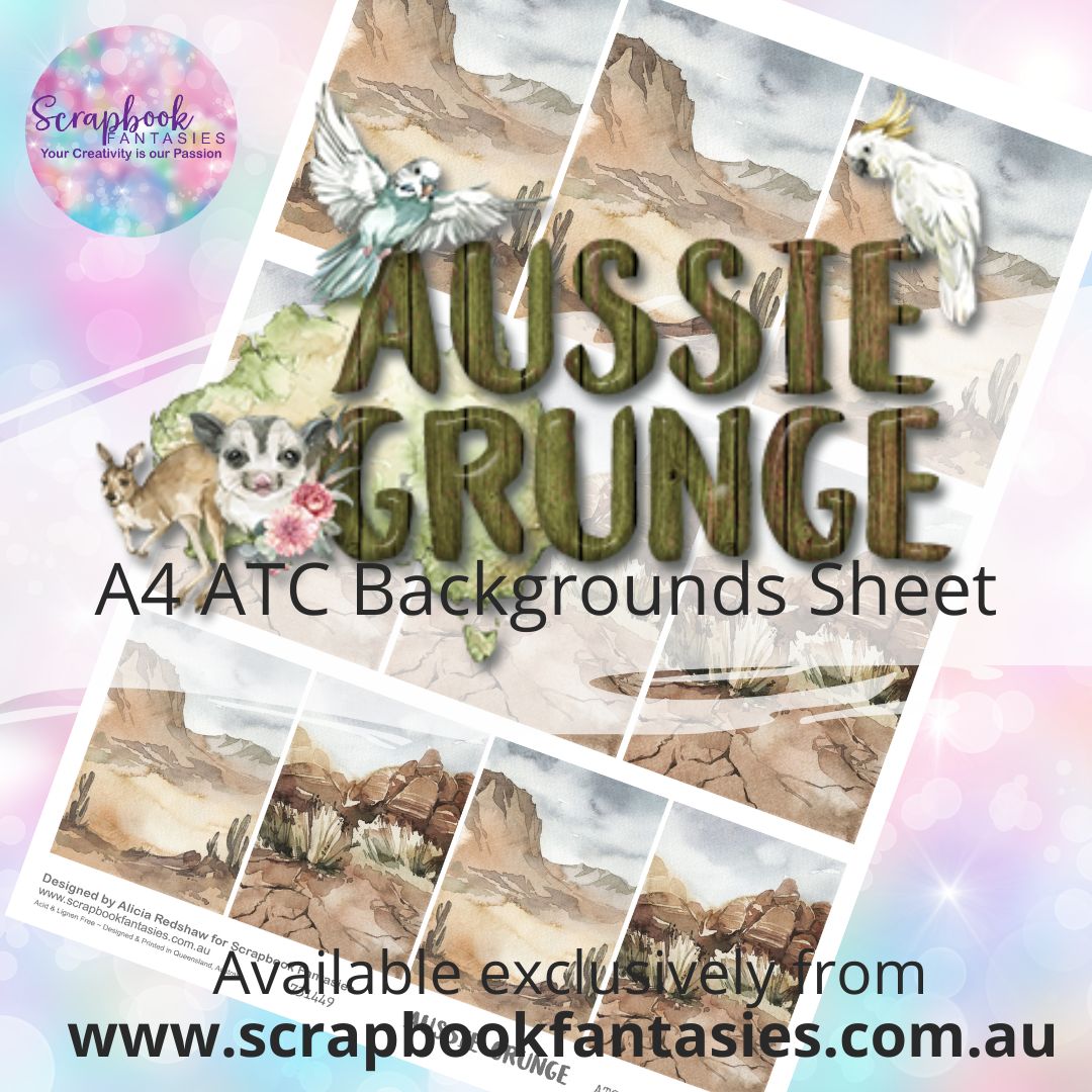 Aussie Grunge A4 ATC Backgrounds Sheet  - Scenery 3 731449