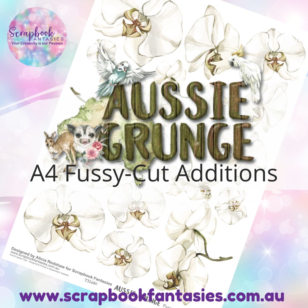 Aussie Grunge A4 Colour Fussy-Cut Additions - Orchids 731480