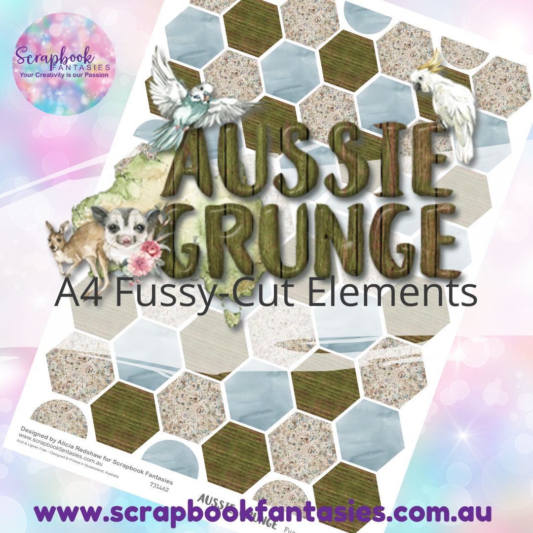 Aussie Grunge A4 Colour Fussy-Cut Elements - Hexagons 1 731462