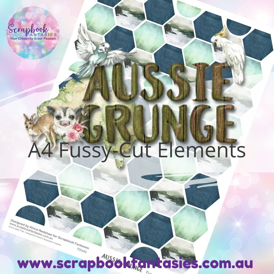 Aussie Grunge A4 Colour Fussy-Cut Elements - Hexagons 3 731464