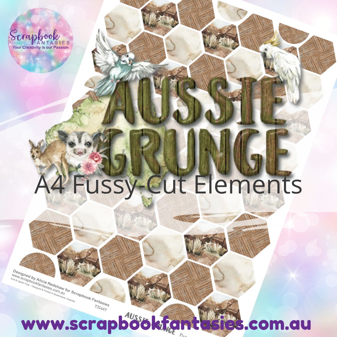 Aussie Grunge A4 Colour Fussy-Cut Elements - Hexagons 6 731467