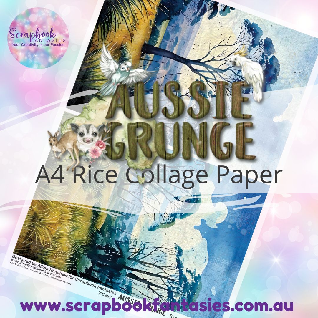 Aussie Grunge A4 Rice Collage Paper - Bushland Halves 2 731487