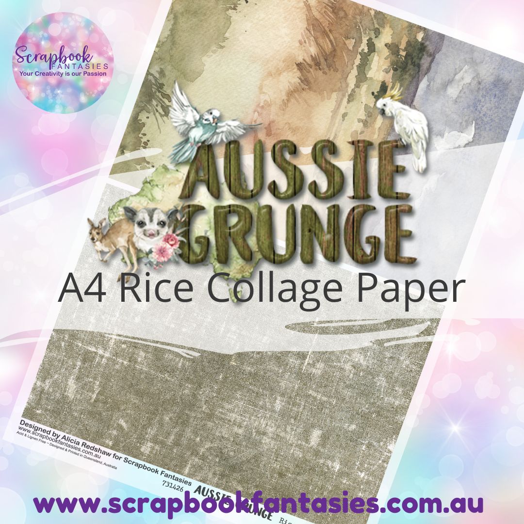 Aussie Grunge A4 Rice Collage Paper - Halves 2 731426