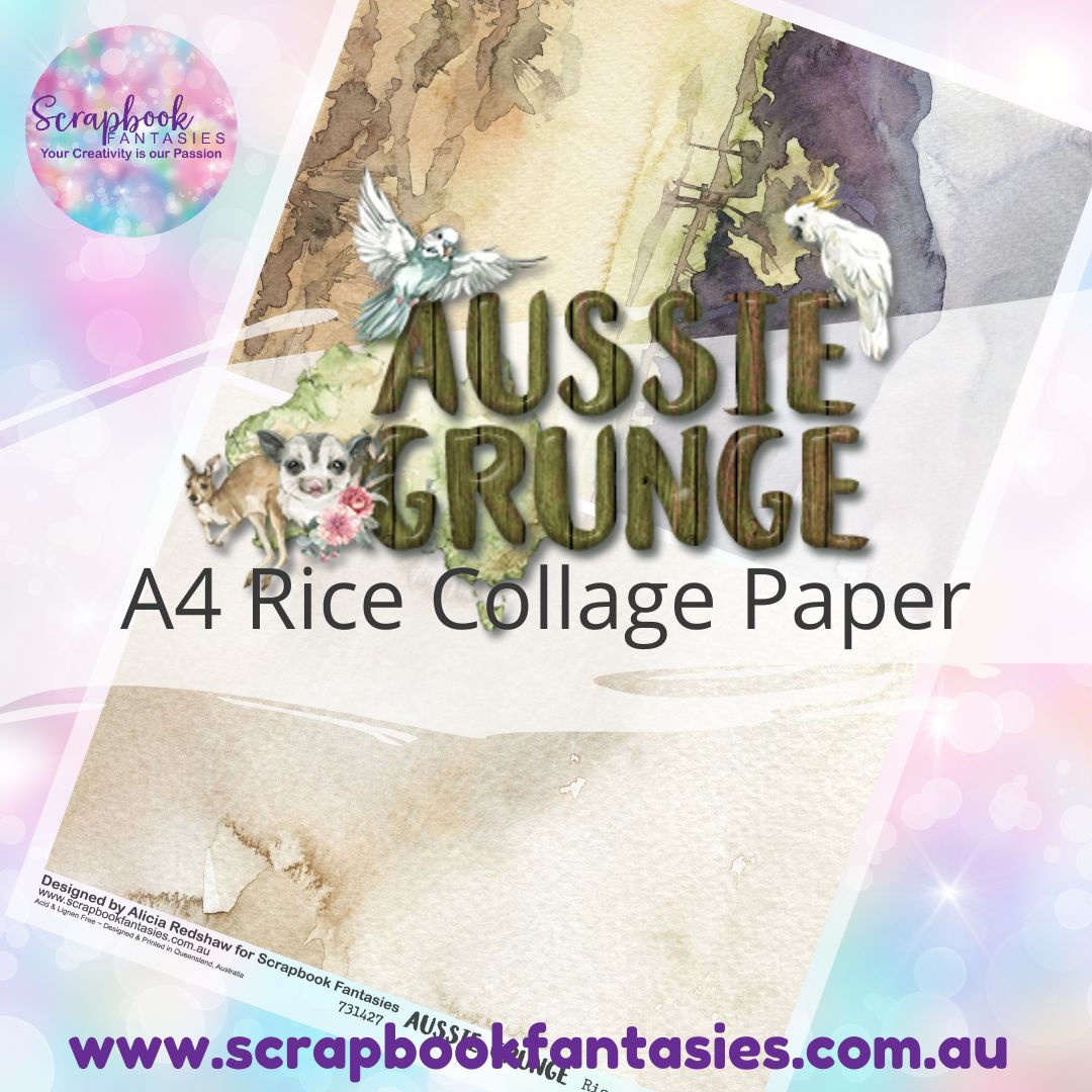 Aussie Grunge A4 Rice Collage Paper - Halves 3 731427