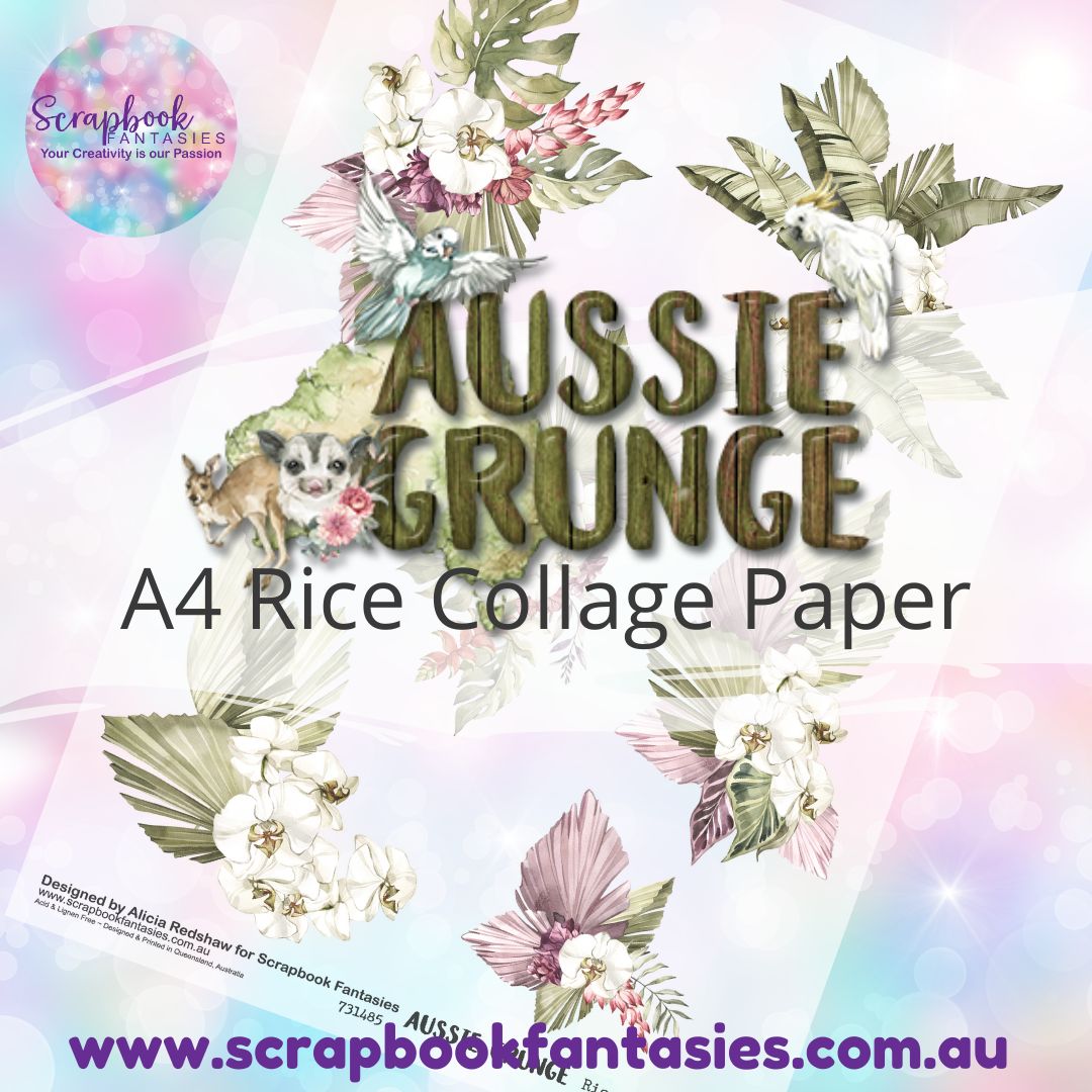 Aussie Grunge A4 Rice Collage Paper - Orchid Bouquets 731485