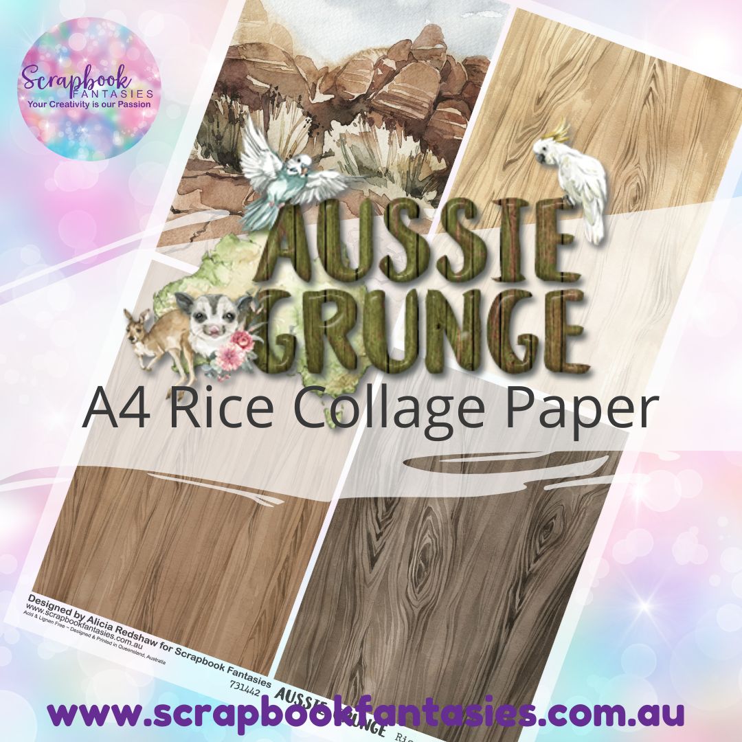 Aussie Grunge A4 Rice Collage Paper - Quarters 1 731442