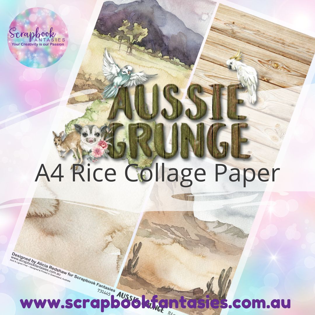 Aussie Grunge A4 Rice Collage Paper - Quarters 4 731445