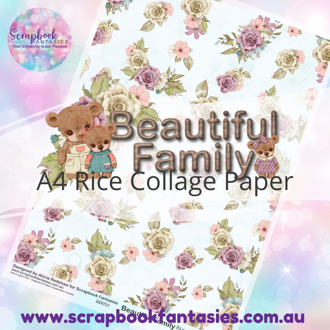 Beautiful Family A4 Rice Collage Paper - Floral Pattern 222910
