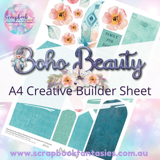 Boho Beauty A4 Creative Builder Sheet - Red and Teal 327451