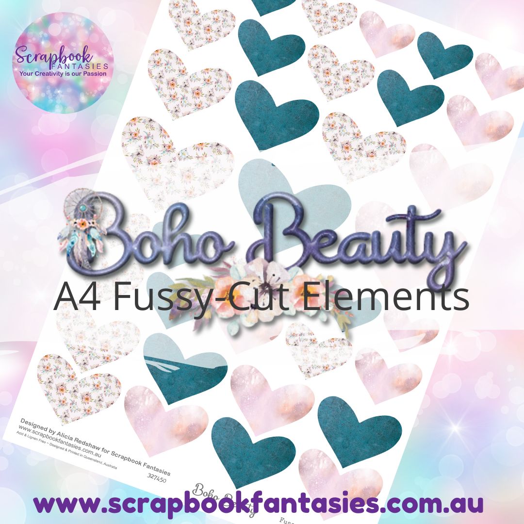 Boho Beauty A4 Colour Fussy-Cut Elements - Hearts 2-1 327450