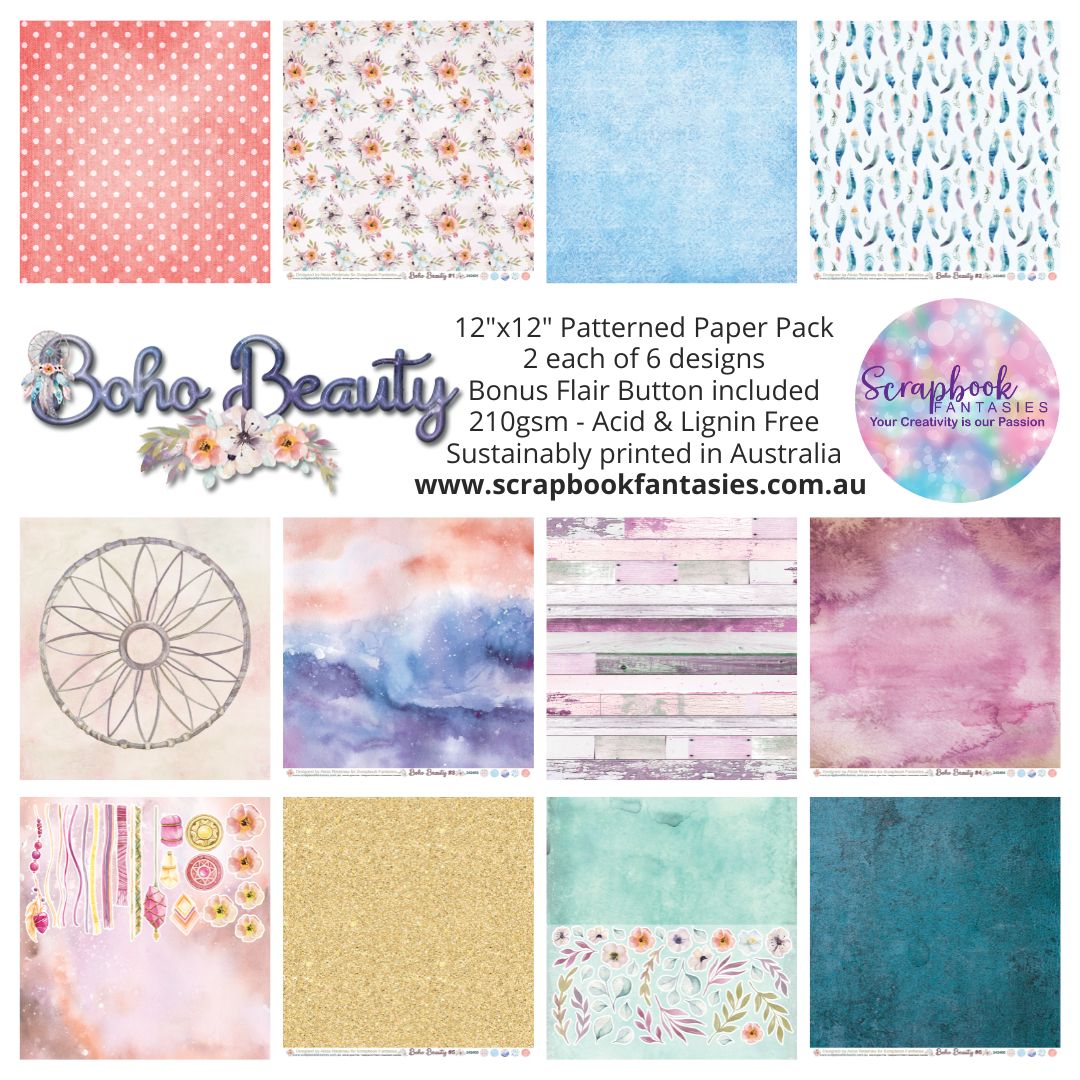 Boho Beauty 12x12 Double-Sided Patterned Paper Pack - 327400