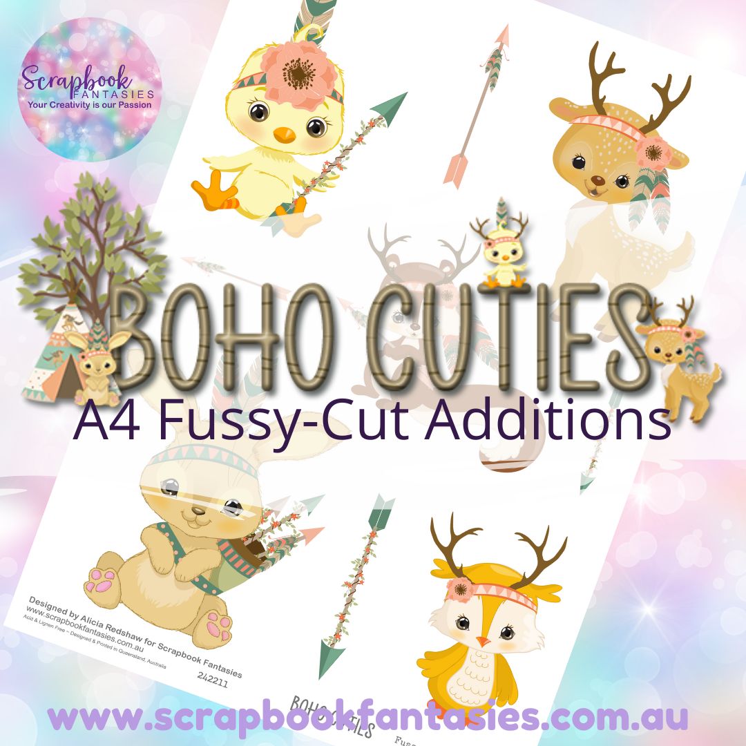 Boho Cuties A4 Colour Fussy-Cut Additions - Cutie Creatures 242211