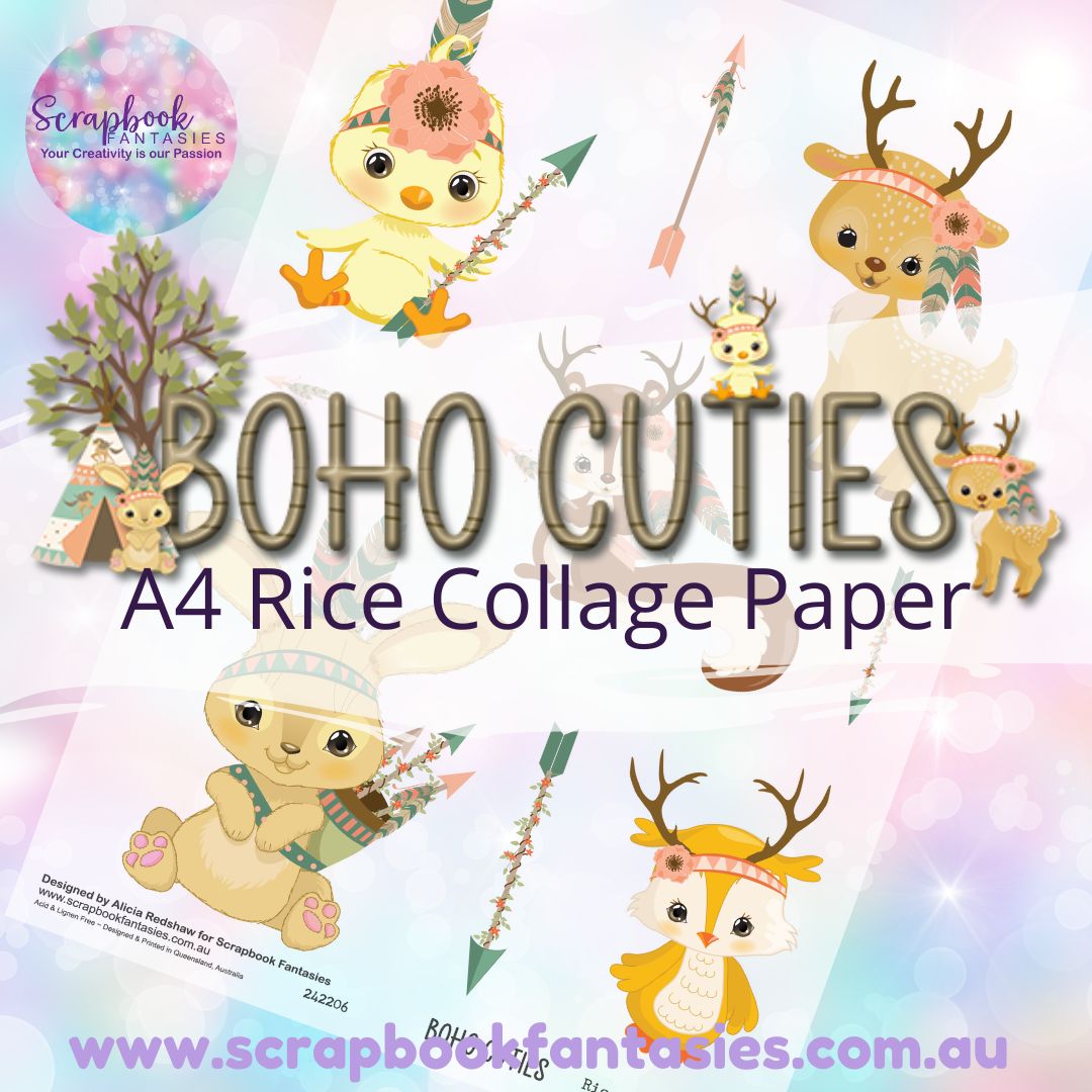 Boho Cuties A4 Rice Collage Paper - Cutie Creatures 242206