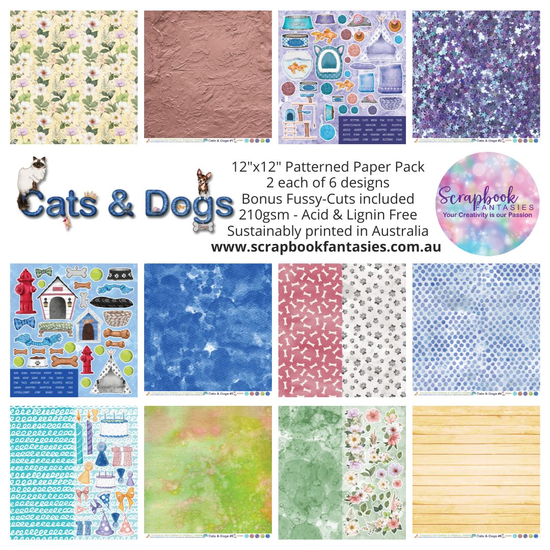 Cats & Dogs 12x12 Double-Sided Patterned Paper Pack - Designed by Alicia Redshaw 223200