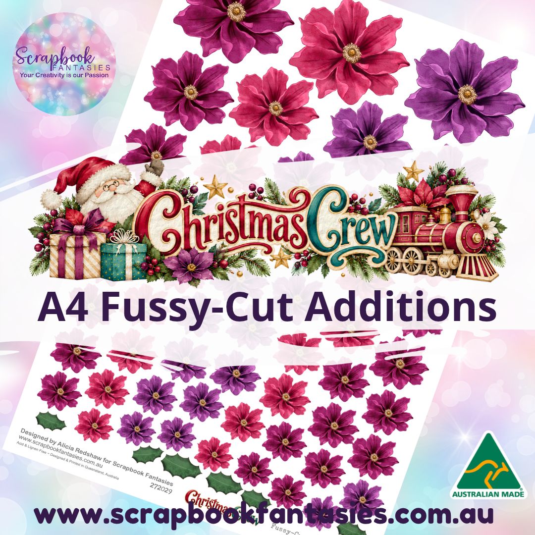 Christmas Crew A4 Colour Fussy-Cut Additions - Christmas Flowers 272029