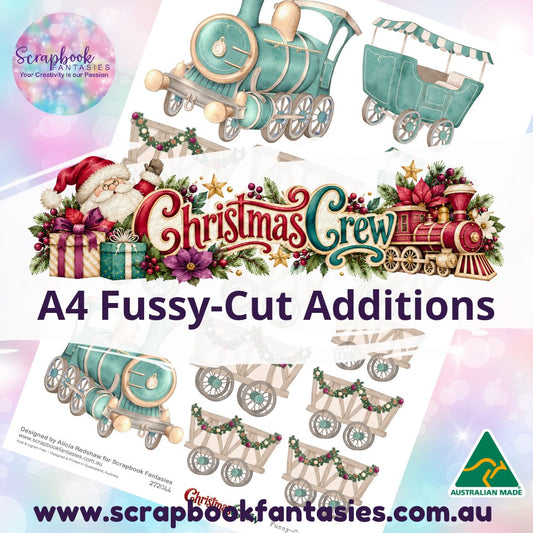 Christmas Crew A4 Colour Fussy-Cut Additions - Teal Trains 272044