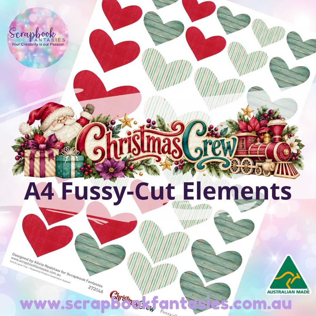 Christmas Crew A4 Colour Fussy-Cut Elements - Hearts 2-3 272048
