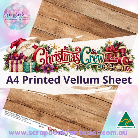 Christmas Crew A4 Printed Vellum Sheet - Brown Wood 272104