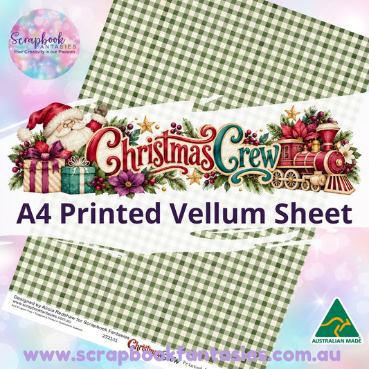 Christmas Crew A4 Printed Vellum Sheet - Green Check 272101