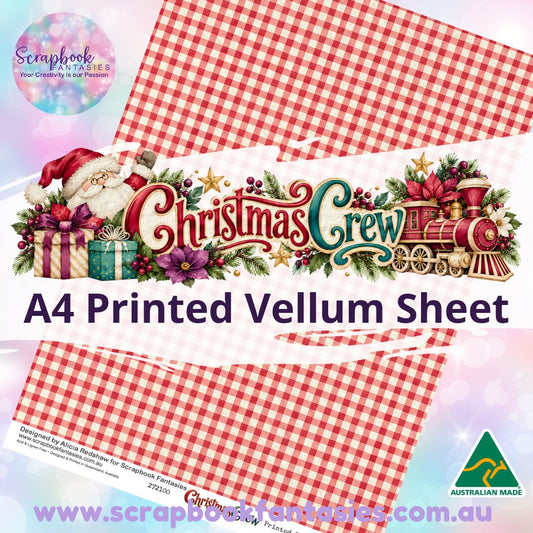 Christmas Crew A4 Printed Vellum Sheet - Red Check 272100