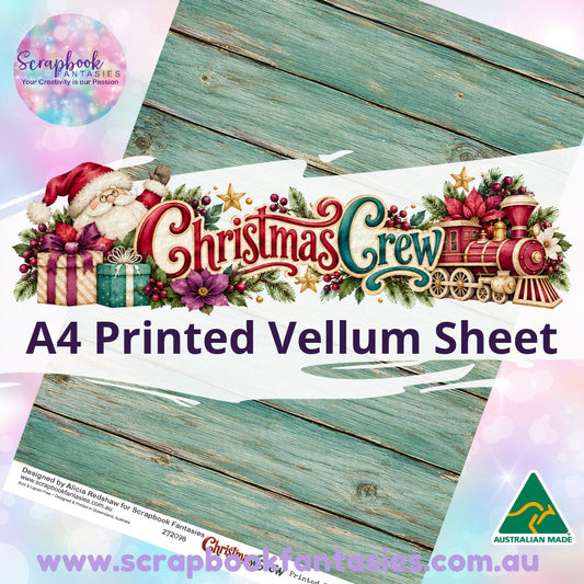 Christmas Crew A4 Printed Vellum Sheet - Teal Wood 272098