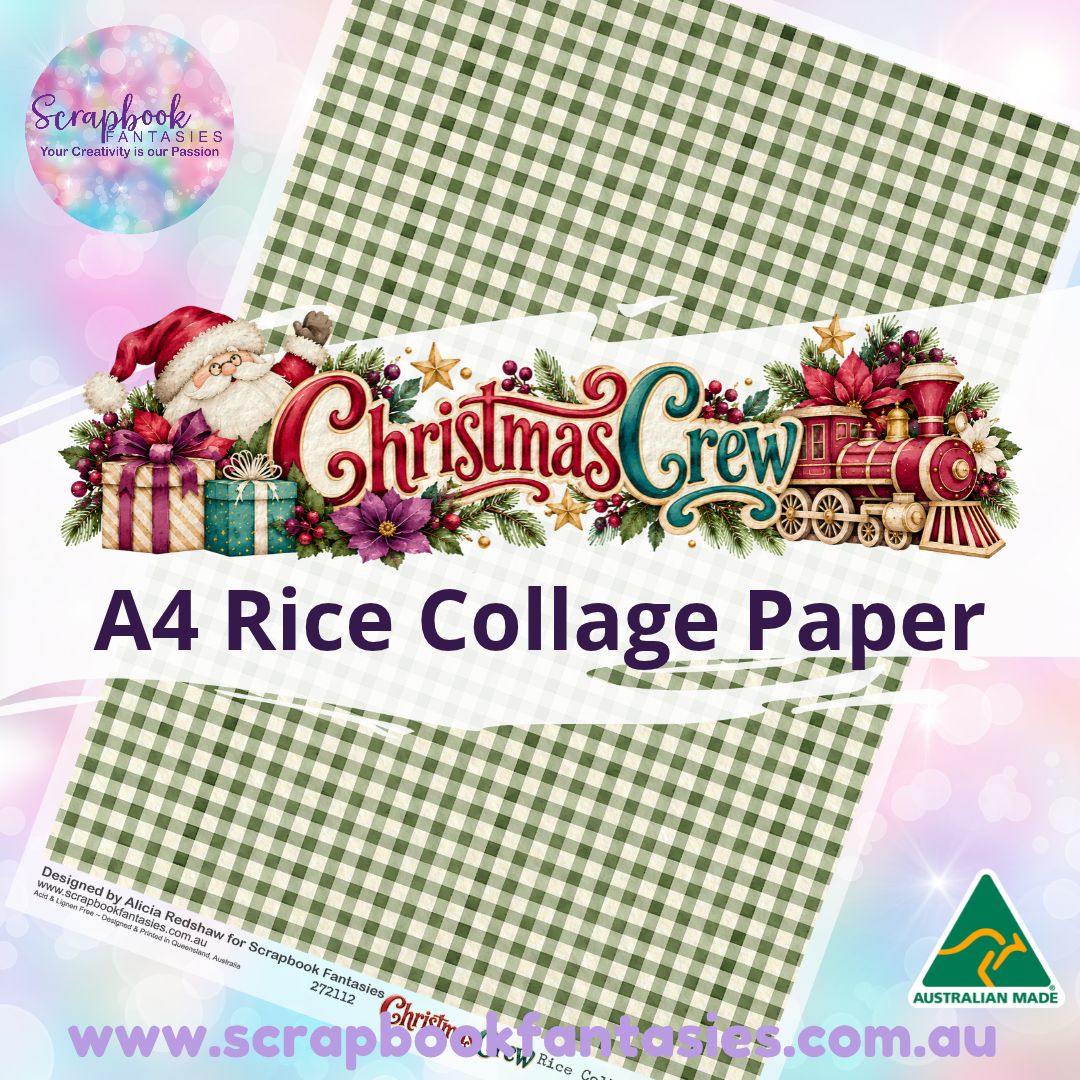 Christmas Crew A4 Rice Collage Paper - Green Check 272112