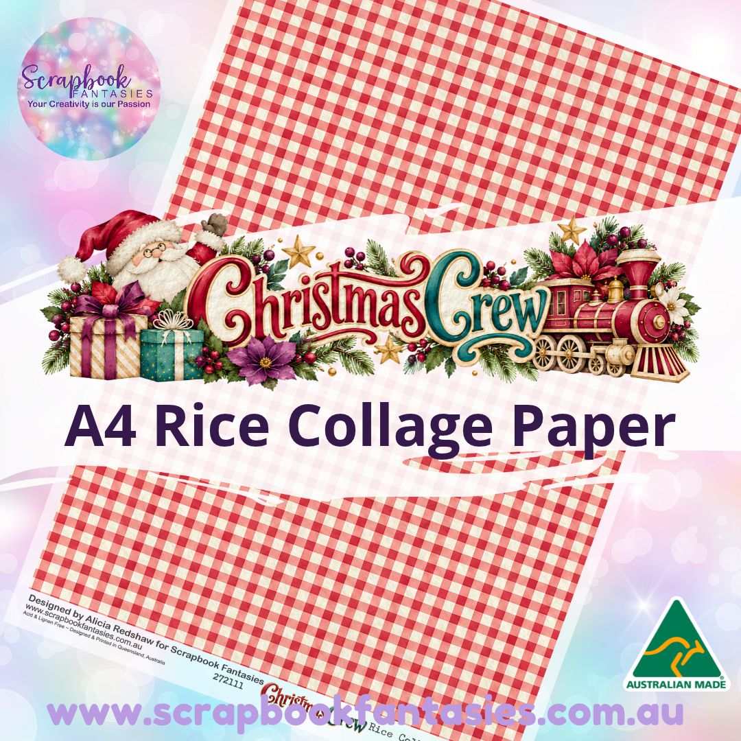 Christmas Crew A4 Rice Collage Paper - Red Check 272111