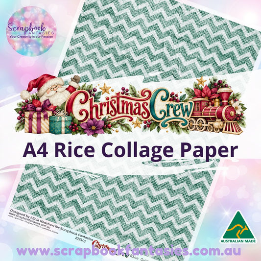 Christmas Crew A4 Rice Collage Paper - Teal Chevron 272107