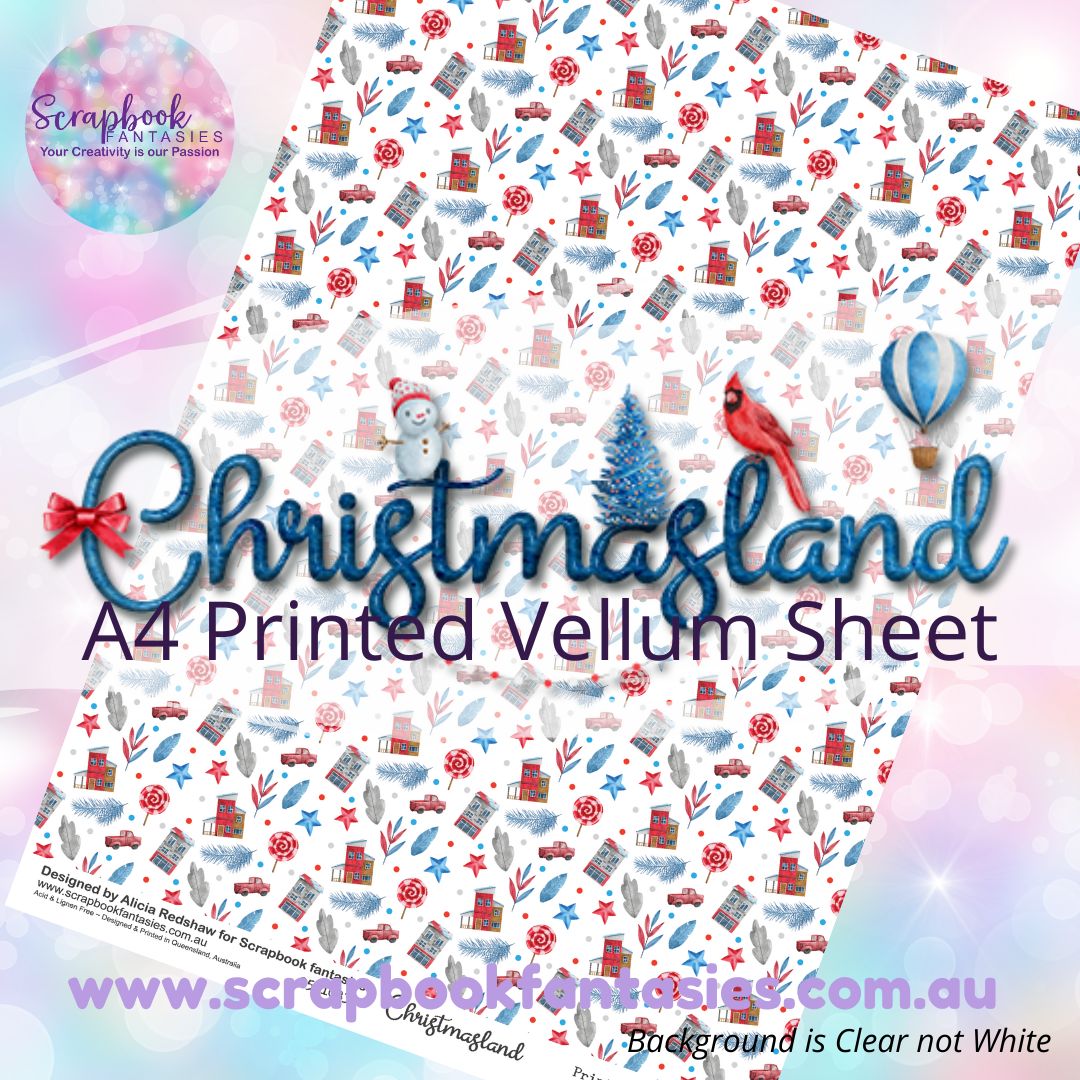 Christmasland A4 Printed Vellum Sheet - Village Pattern 2511083