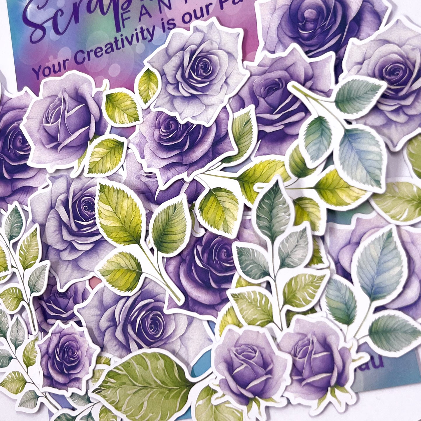 Springtime Tea Party Colour-Cuts - Purple Roses & Leaves (42 pieces) 20060