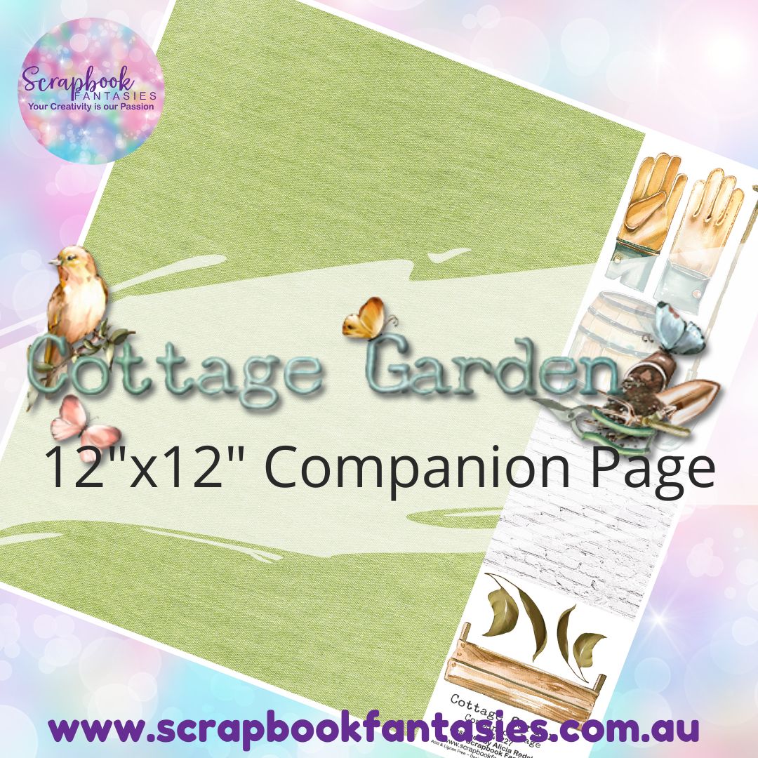 Cottage Garden 12"x12" Single-sided Companion Page - Green Linen 247227