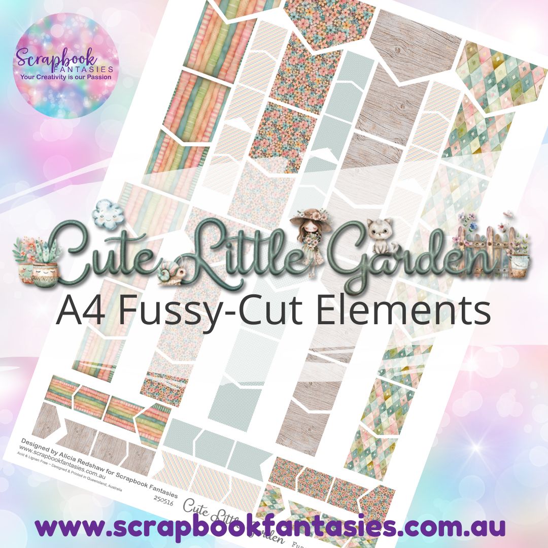 Cute Little Garden A4 Colour Fussy-Cut Elements - Flags & Banners 250516