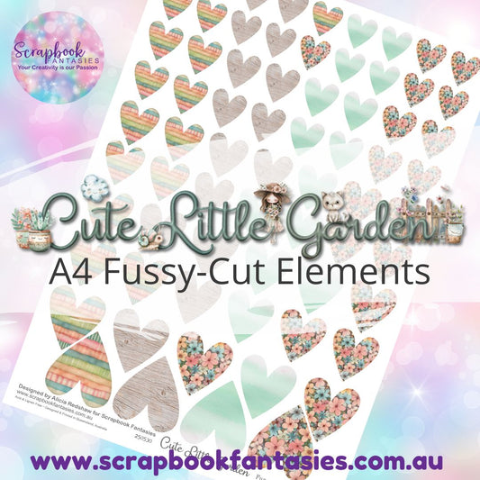 Cute Little Garden A4 Colour Fussy-Cut Elements - Hearts 1-2 250530