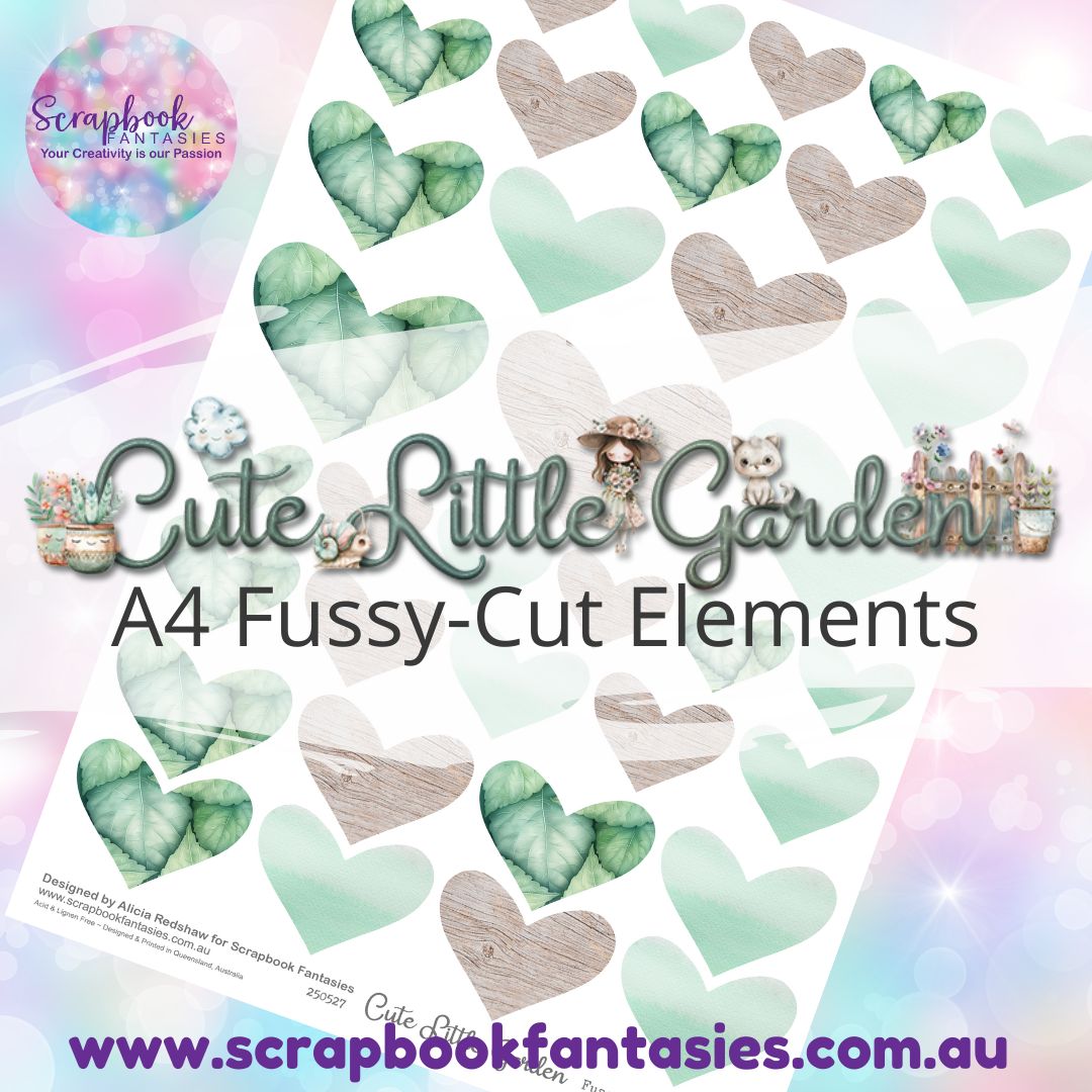 Cute Little Garden A4 Colour Fussy-Cut Elements - Hearts 2-1 250527