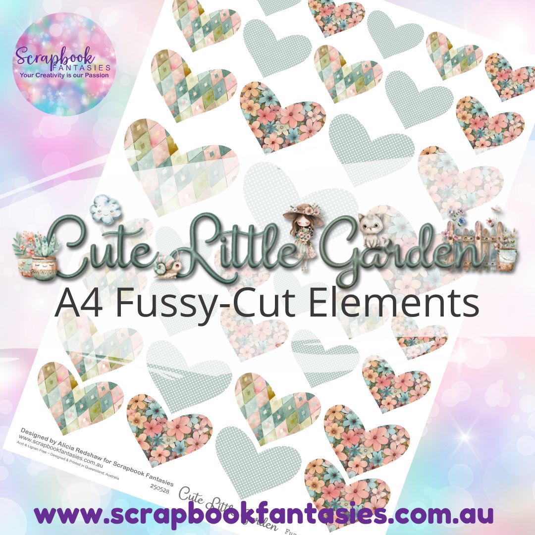 Cute Little Garden A4 Colour Fussy-Cut Elements - Hearts 2-2 250528