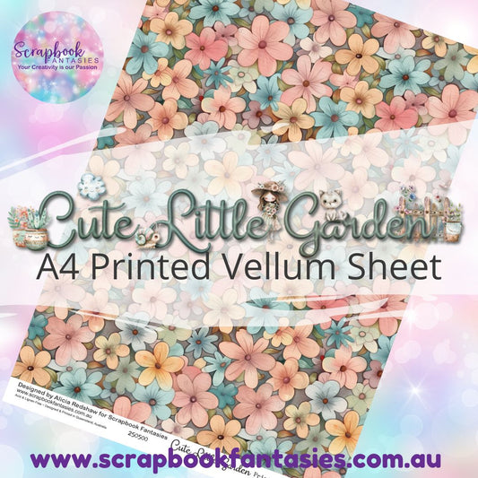 Cute Little Garden A4 Printed Vellum Sheet - Flower Pattern 250500