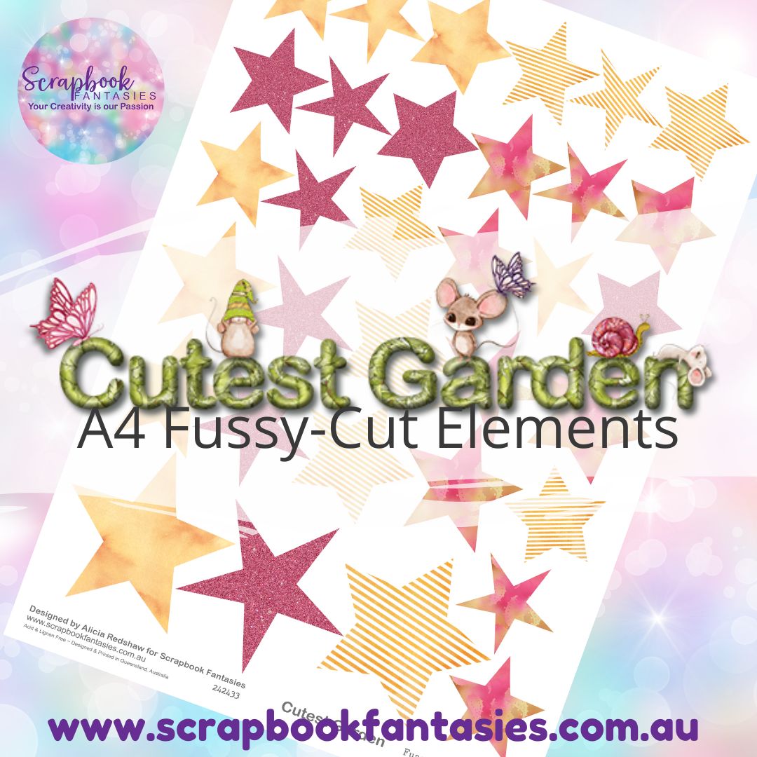Cutest Garden A4 Colour Fussy-Cut Elements - Stars 1 242433