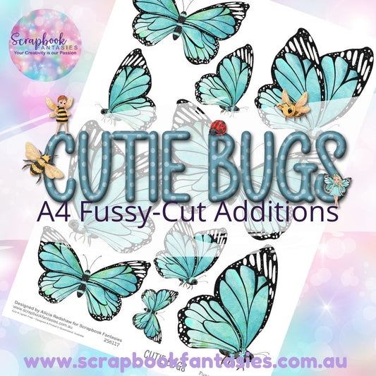 Cutie Bugs A4 Colour Fussy-Cut Additions - Blue Butterflies 258117