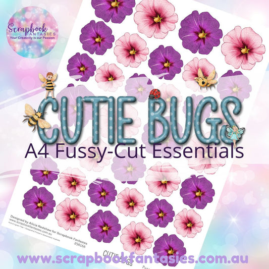 Cutie Bugs A4 Colour Fussy-Cut Additions - Pink & Purple Flowers 258168