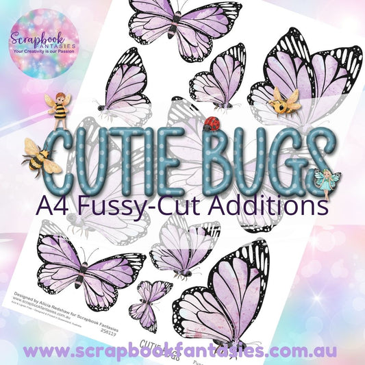 Cutie Bugs A4 Colour Fussy-Cut Additions - Purple Butterflies 258119