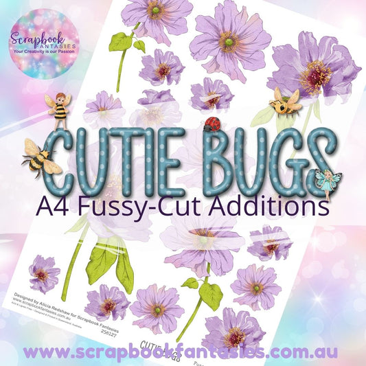 Cutie Bugs A4 Colour Fussy-Cut Additions - Purple Flowers 258127