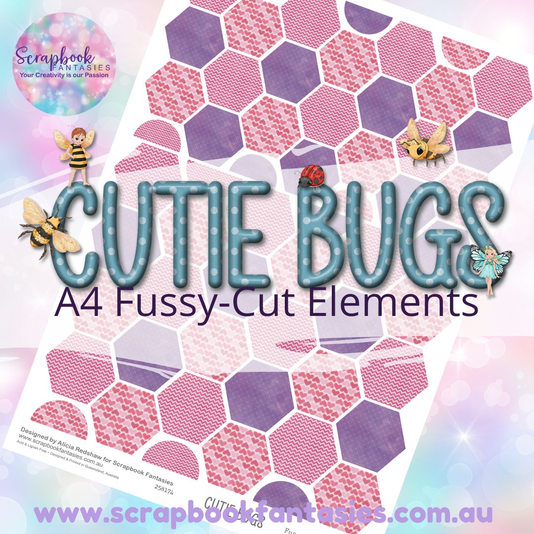 Cutie Bugs A4 Colour Fussy-Cut Elements - Hexagons 3 258174