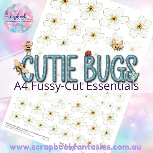 Cutie Bugs A4 Colour Fussy-Cut Essentials - White Flowers 258165