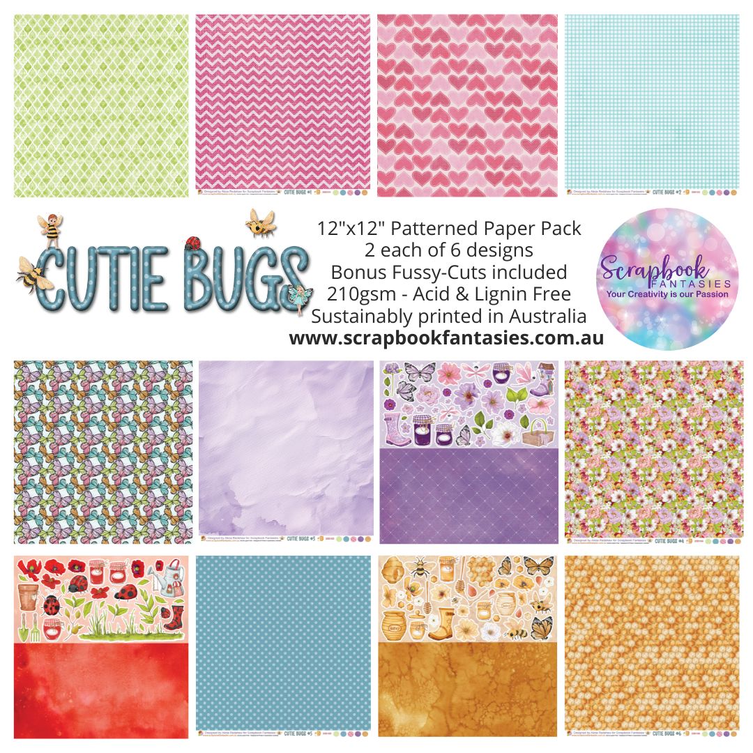 Cutie Bugs 12x12 Double-Sided Patterned Paper Pack - 258100