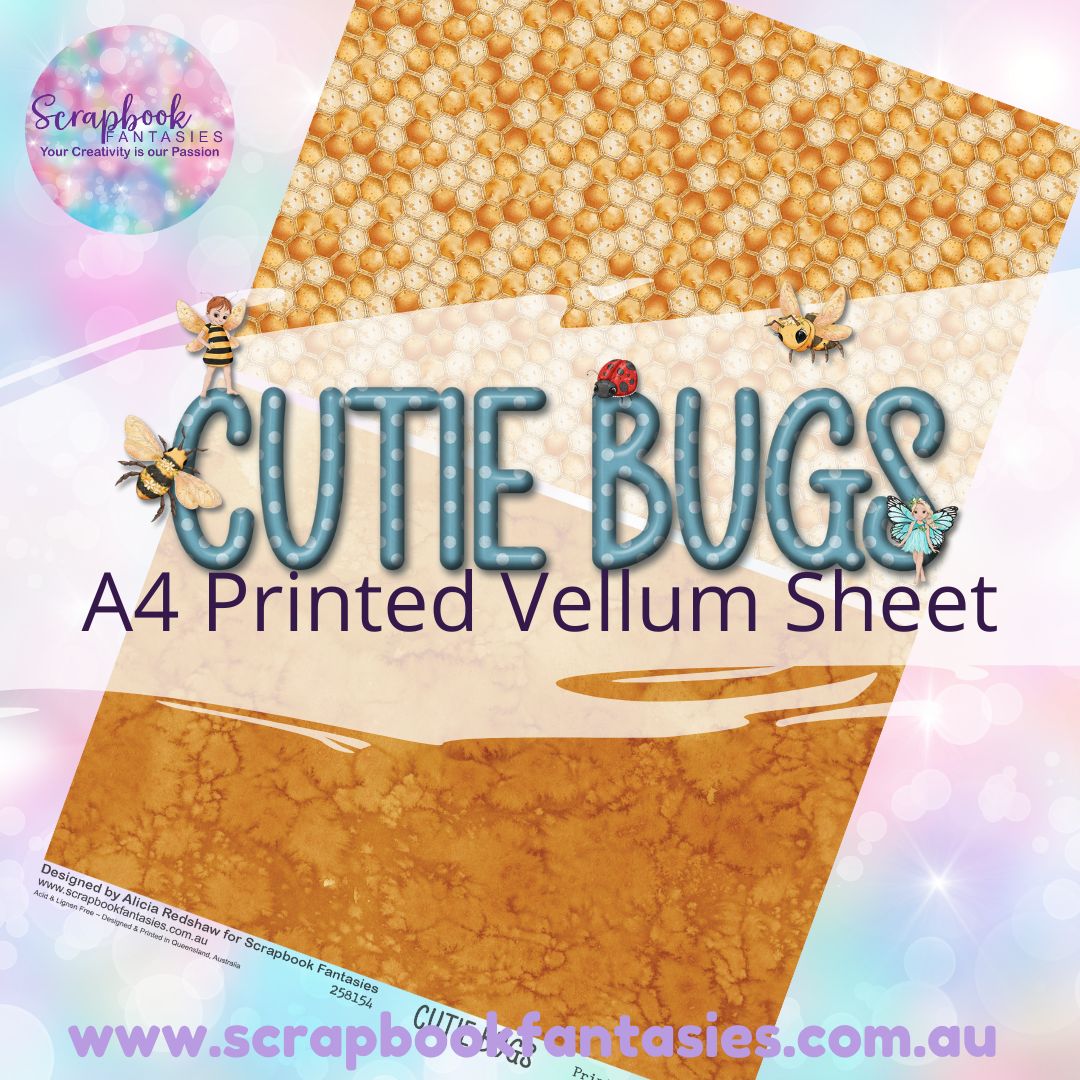 Cutie Bugs A4 Printed Vellum Sheet - Halves 1 258154