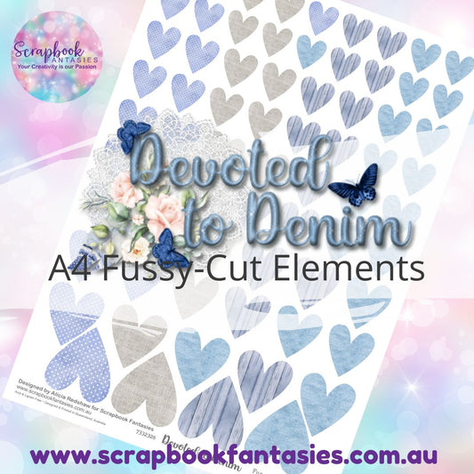 Devoted to Denim A4 Colour Fussy-Cut Elements - Hearts 1-1 7332328