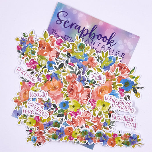 Bright & Cheerful Colour-Cuts - Floral Bouquets & Words (22 pieces) 20549