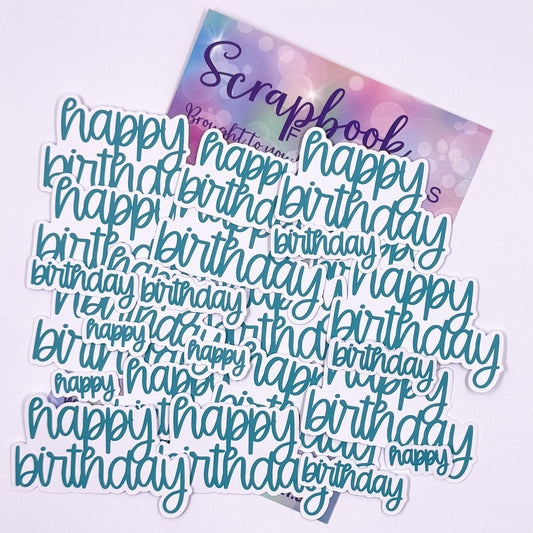 Happy Birthday Colour-Cuts - Teal (24 pieces) 20546