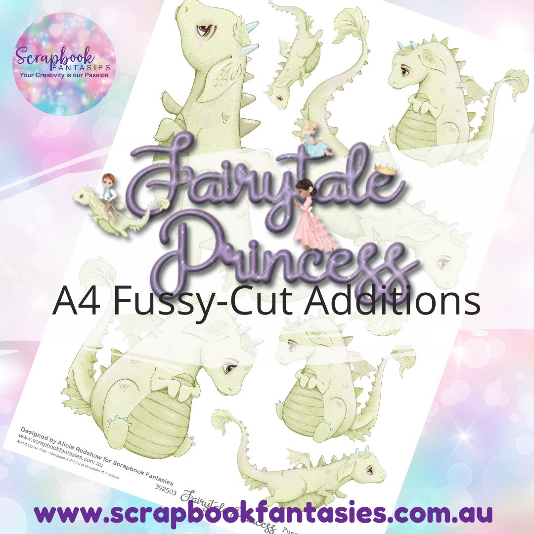 Fairytale Princess A4 Colour Fussy-Cut Additions - Green Dragons 392503