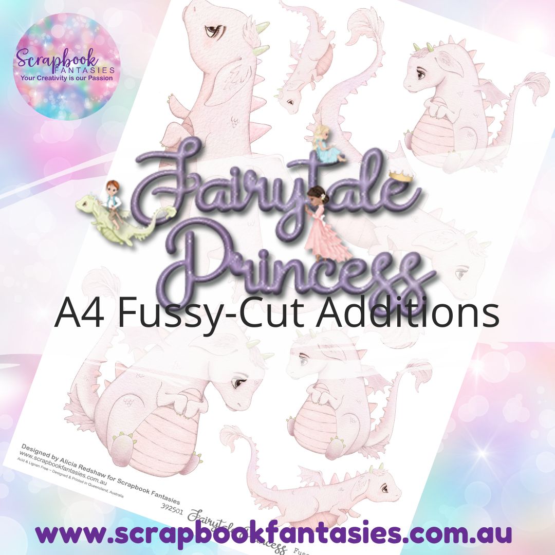 Fairytale Princess A4 Colour Fussy-Cut Additions - Pink Dragons 392501